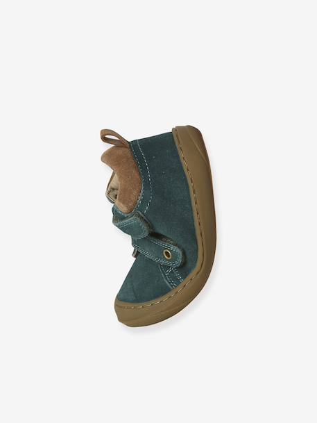 Bottillons à scratchs cuir souple bébé premiers pas bleu+bleu électrique+bleu jean+caramel+chocolat+lot marron+marron+ocre+sable+vert+vert sauge - vertbaudet enfant 