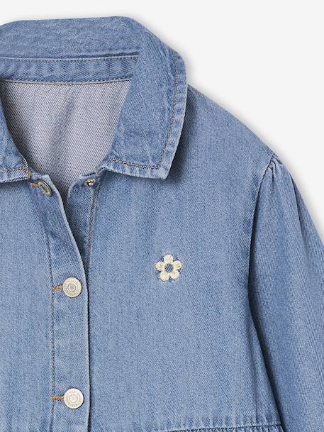 Robe en denim léger fille bleu moyen+denim gris - vertbaudet enfant 