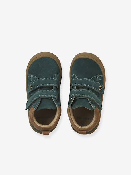 Bottillons à scratchs cuir souple bébé premiers pas bleu+bleu électrique+bleu jean+caramel+chocolat+lot marron+marron+ocre+sable+vert+vert sauge - vertbaudet enfant 