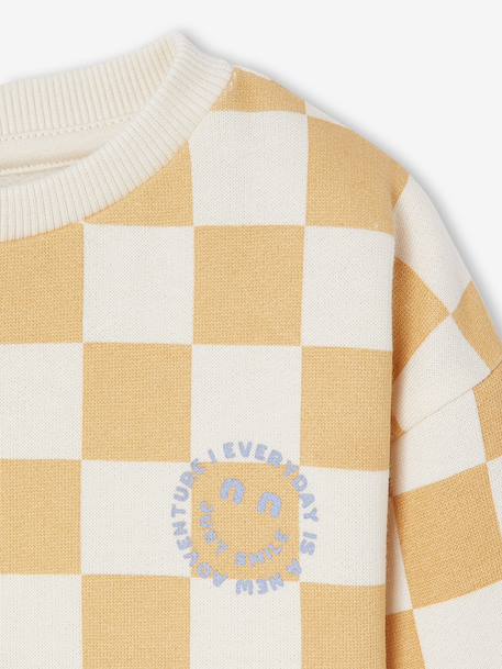 Baby sweater met dambordprint okergeel - vertbaudet enfant 