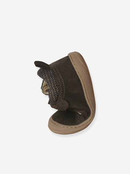 Babyslofjes van zacht leer met antislip blauw+bruin+chocoladebruin+felblauw+groen+jeansblauw+karamel+okergeel+saliegroen+veel bruin+zandbeige - vertbaudet enfant 