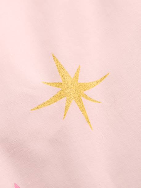 Bedovertrek + omkeerbare kussensloop voor kinderen BIRDY, met gerecycled katoen roze (poederkleur) - vertbaudet enfant 