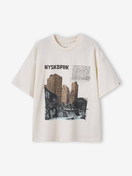 T-shirt garçon photoprint oversize écru - vertbaudet enfant 