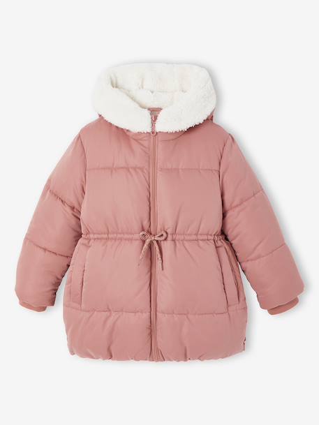 Fille-Manteau, veste-Doudoune fille longue à capuche 