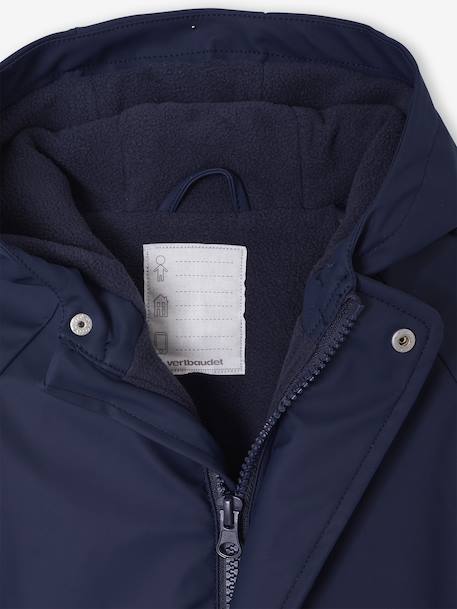 Combinaison à capuche anti-pluie bébé doublée maille polaire bleu nuit+vert sauge - vertbaudet enfant 