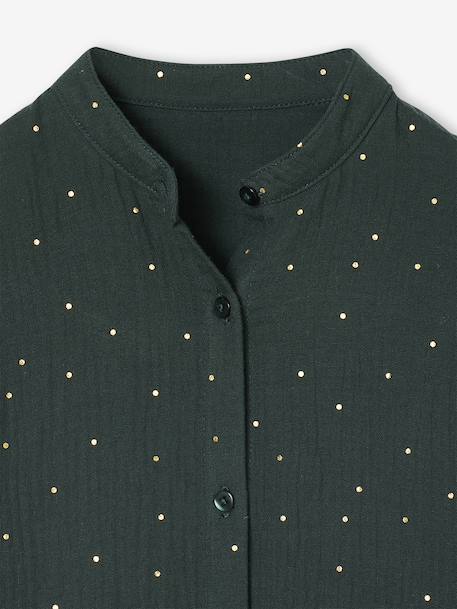 Robe fille en gaze de coton imprimée pois irisés prune+vert sapin+vert sauge - vertbaudet enfant 