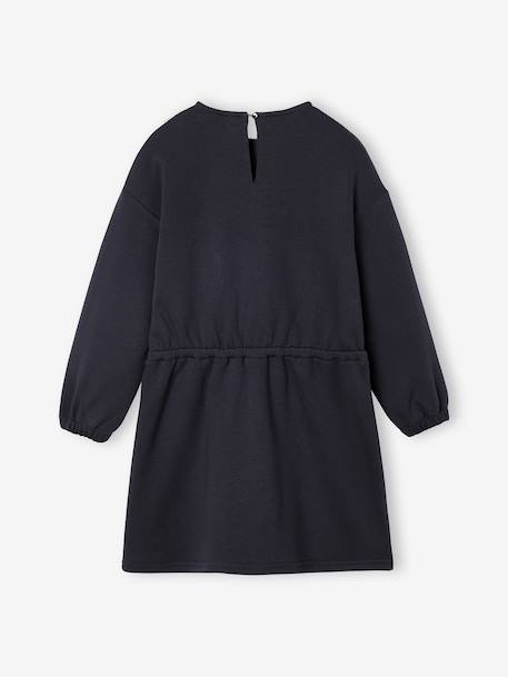 Meisjesjurk van sweaterstof met macramé kraag leigrijs+rozenhout - vertbaudet enfant 