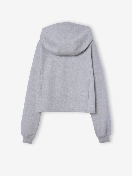 Sweat court zippé à capuche fille gris chiné - vertbaudet enfant 