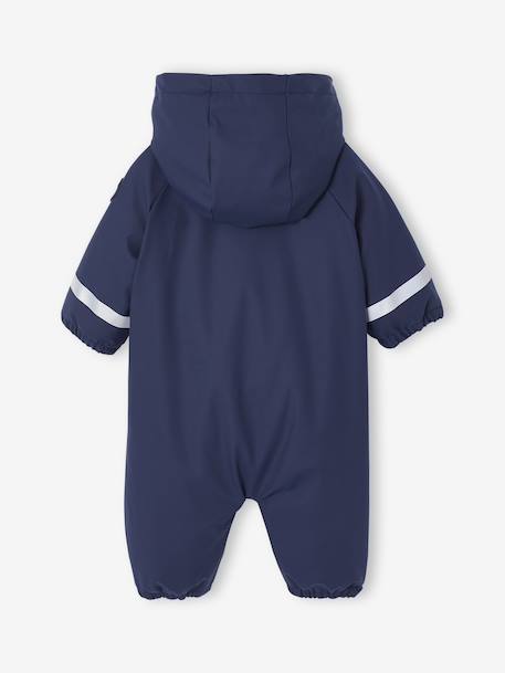 Combinaison à capuche anti-pluie bébé doublée maille polaire bleu nuit+vert sauge - vertbaudet enfant 