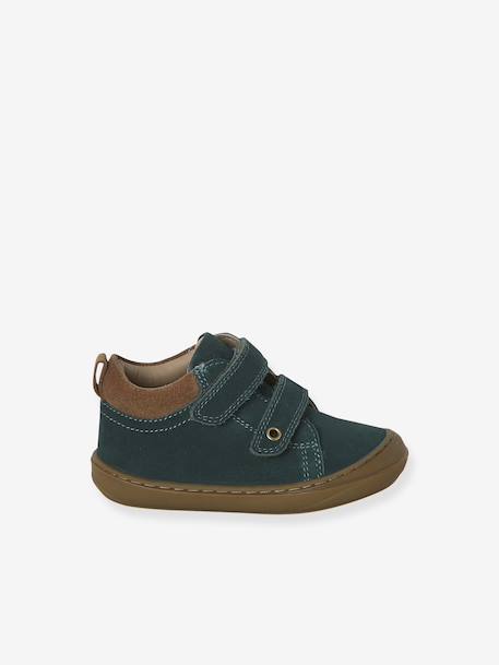 Babyslofjes van zacht leer met antislip blauw+bruin+chocoladebruin+felblauw+groen+jeansblauw+karamel+okergeel+saliegroen+veel bruin+zandbeige - vertbaudet enfant 