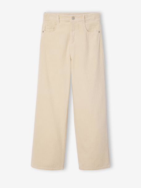 Wijde broek van ribfluweel voor meisjes JONEN antraciet+ecru - vertbaudet enfant 