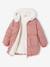 Doudoune fille longue à capuche kaki+vieux rose - vertbaudet enfant 