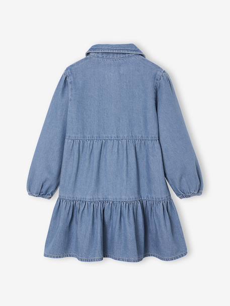 Robe en denim léger fille bleu moyen+denim gris - vertbaudet enfant 