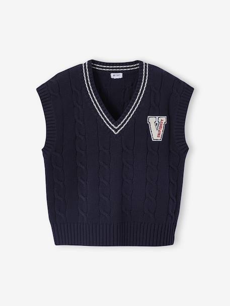 Pull sans manches fille marine - vertbaudet enfant 