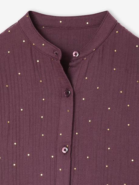 Robe fille en gaze de coton imprimée pois irisés prune+vert sapin+vert sauge - vertbaudet enfant 