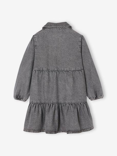 Robe en denim léger fille bleu moyen+denim gris - vertbaudet enfant 