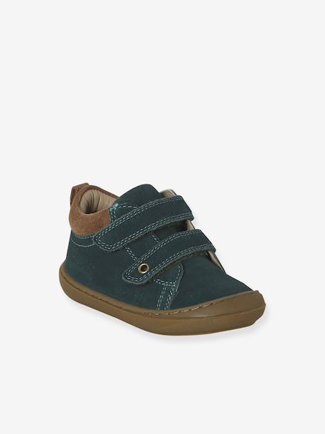 Babyslofjes van zacht leer met antislip blauw+bruin+chocoladebruin+felblauw+groen+jeansblauw+karamel+okergeel+saliegroen+veel bruin+zandbeige - vertbaudet enfant 