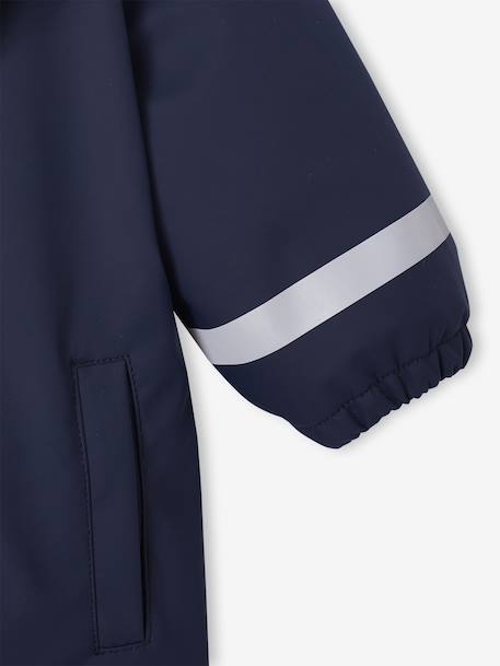 Combinaison à capuche anti-pluie bébé doublée maille polaire bleu nuit+vert sauge - vertbaudet enfant 