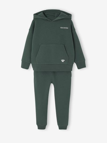 Ensemble sport épuré garçon sweat manches longues + pantalon vert sapin - vertbaudet enfant 