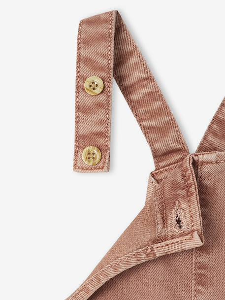 Salopet voor baby's in pigment geverfde keperstof terracottategel - vertbaudet enfant 