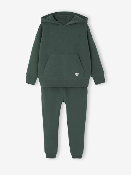 Ensemble sport épuré garçon sweat manches longues + pantalon vert sapin - vertbaudet enfant 