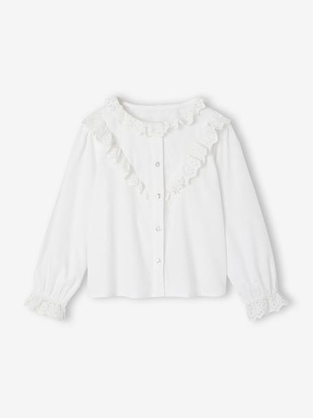 Chemise fille volants en broderie anglaise écru - vertbaudet enfant 