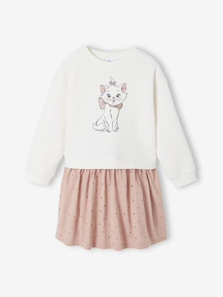 Jurk van twee materialen DISNEY ANIMALS® Marie de Aristokatten roze (poederkleur) - vertbaudet enfant 