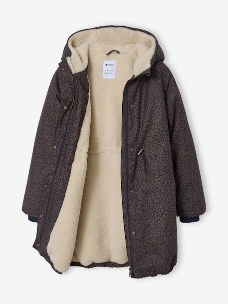 Parka fille léopard doublée sherpa marine - vertbaudet enfant 
