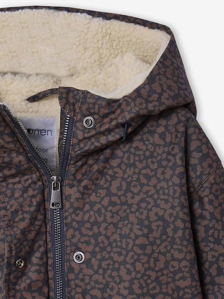 Parka fille léopard doublée sherpa marine - vertbaudet enfant 