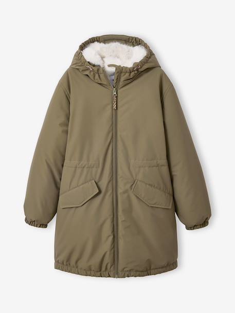 Parka fille à capuche kaki - vertbaudet enfant 