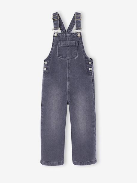 Wijde salopet van jeans voor meisjes denimgrijs+middenblauw+stone+zwart denim - vertbaudet enfant 