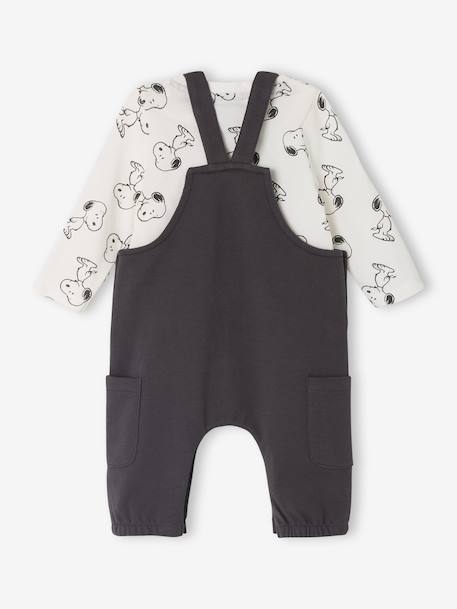 Ensemble bébé Peanuts Snoopy + T-shirt + salopette anthracite - vertbaudet enfant 