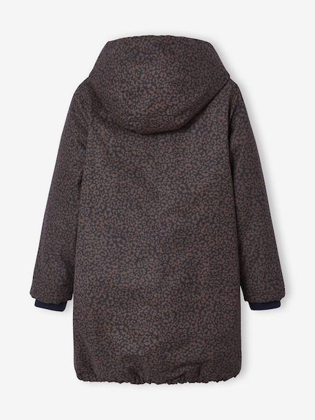 Parka fille léopard doublée sherpa marine - vertbaudet enfant 