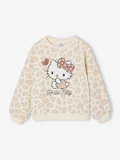 Sweat Hello Kitty imprimé leopard fille écru - vertbaudet enfant 