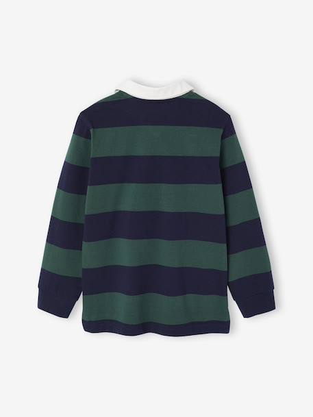 Polo rayé garçon gris chiné+vert - vertbaudet enfant 