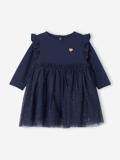 Kerstjurk babymeisjes rok tule met pailletten marineblauw - vertbaudet enfant 