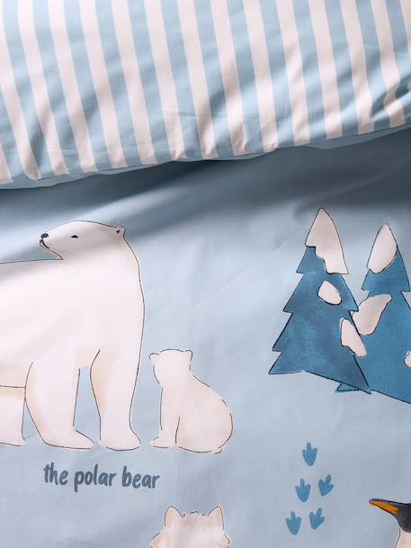 Parure housse de couette + taie d'oreiller enfant PÔLE NORD, avec coton recyclé bleu océan - vertbaudet enfant 