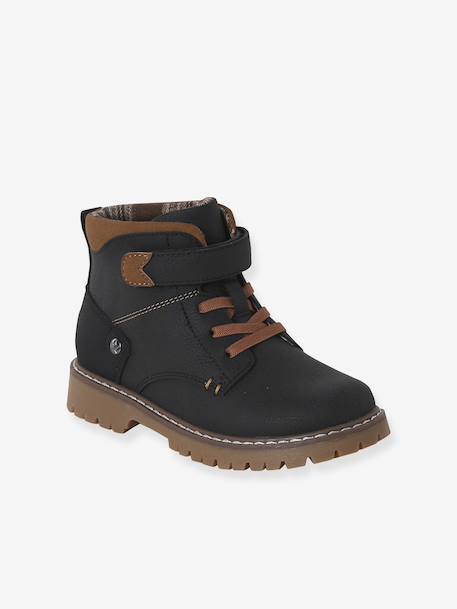 Boots enfant garçon synthétique à scratchs noir - vertbaudet enfant 