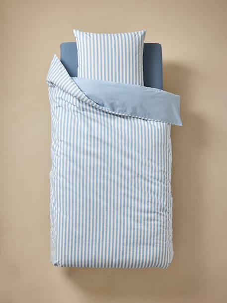 Parure housse de couette + taie d'oreiller enfant PÔLE NORD, avec coton recyclé bleu océan - vertbaudet enfant 