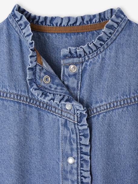 Jurk in fantasie jeans voor meisjes middenblauw - vertbaudet enfant 