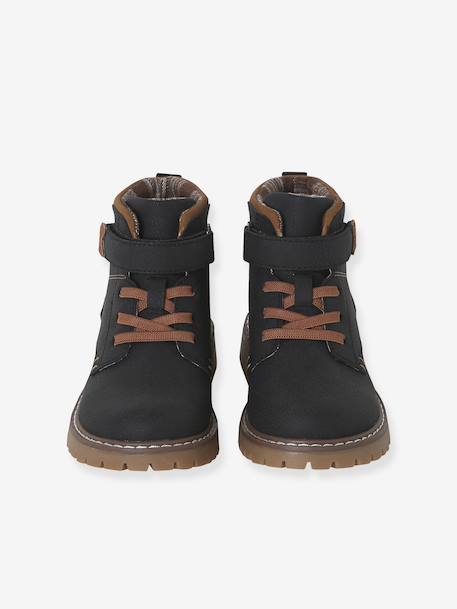 Boots enfant garçon synthétique à scratchs noir - vertbaudet enfant 