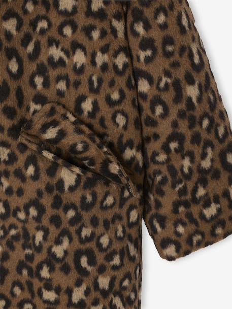 Manteau fille à capuche drap de laine léopard marron - vertbaudet enfant 