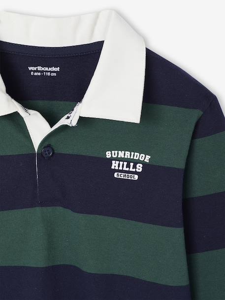 Polo rayé garçon gris chiné+vert - vertbaudet enfant 