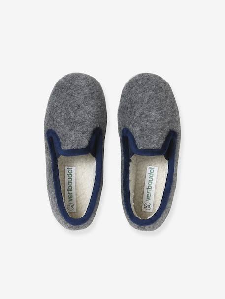 Chaussons velours élastiqués enfant - Fabriqués en France bleu+gris - vertbaudet enfant 