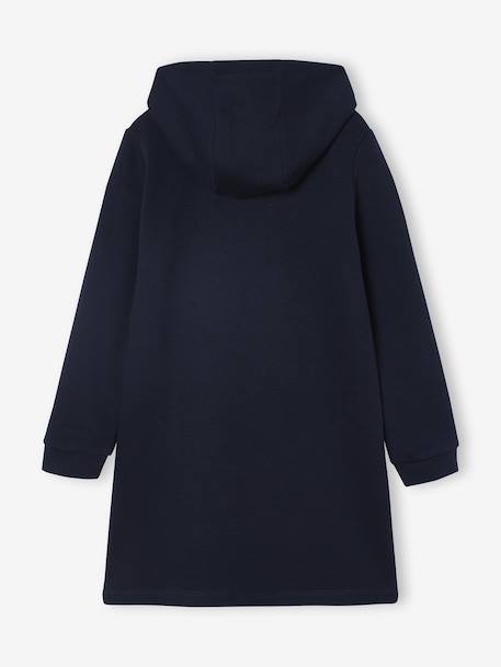 Robe à capuche en molleton fille détails fantaisie anthracite+bleu grisé+gris chiné+marine+vert - vertbaudet enfant 