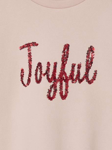 Sweat fille noël message en sequins rose poudré - vertbaudet enfant 