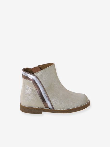 Boots bébé fille cuir zippées noir+or - vertbaudet enfant 