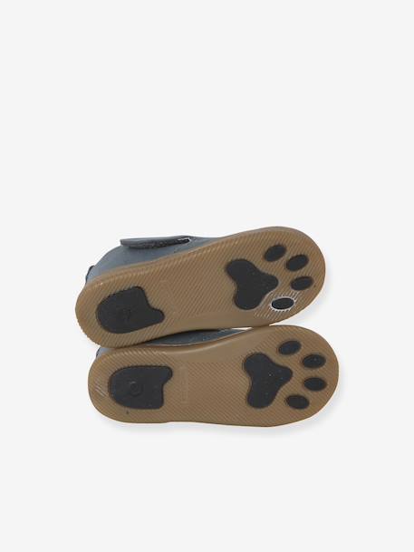 Chaussons à scratchs toile bébé bleu imprimé - vertbaudet enfant 