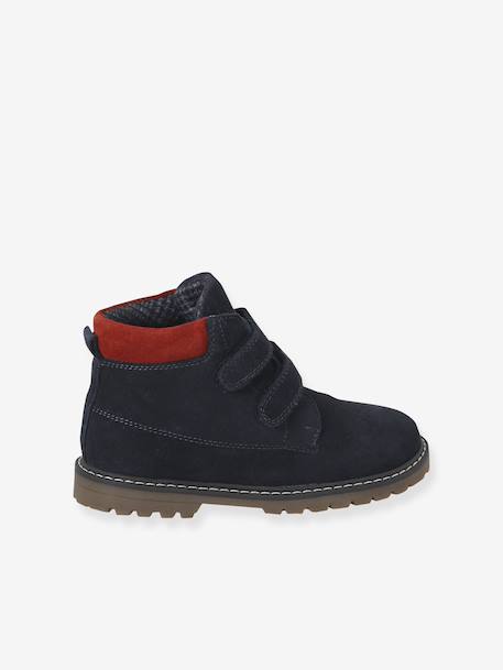 Boots enfant garçon cuir à scratchs marine - vertbaudet enfant 