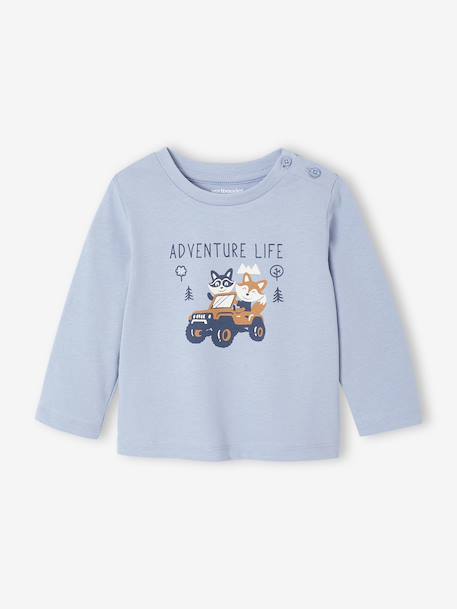 Decoratief T-shirt babyjongen blauw+ecru+gemêleerd grijs+vanille - vertbaudet enfant 